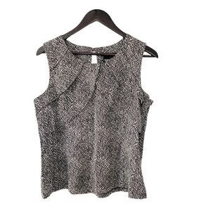 Chapter One Black White Print Sleeveless Blouse‎